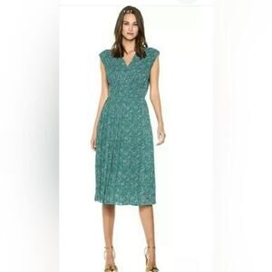 DEAR DREW BY DREWBARRY MORE‎ IMPRESSIONIST PLEATED VNECK DRESS SIZE 6